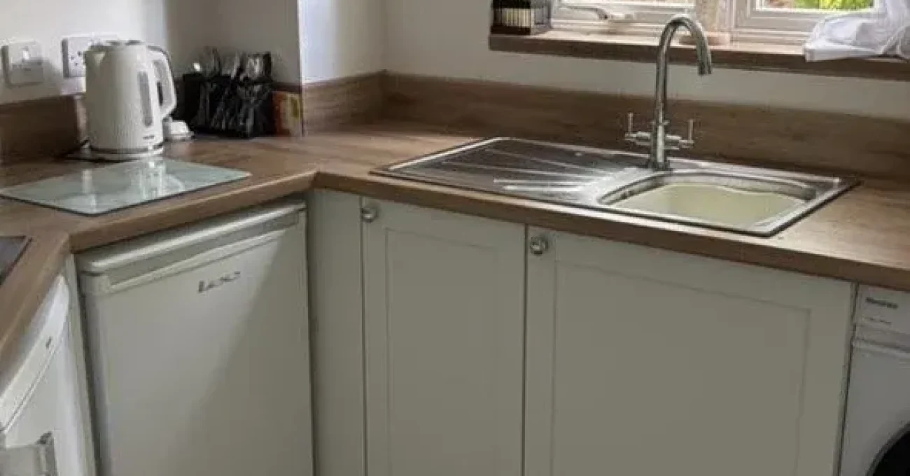 Completed Compact Shaker Kitchen with Wood-Effect Worktops